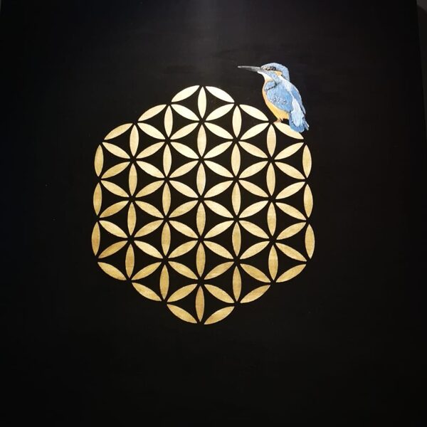Blume des Lebens mit Eisvogel